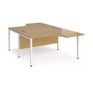 Office Desk 2 Person Corner Desk 1400mm Oak Tops With White Frames Maestro 25