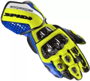 Spidi Carbo Track Evo Motorcycle Gloves, blue-yellow, Size 2XL, blue-yellow, Size 2XL