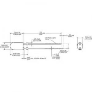 LED wired Blue Oval 3 x 4mm 605 mcd 50