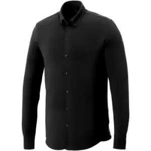 Elevate Mens Bigelow Long Sleeve Pique Shirt (XS) (Black)