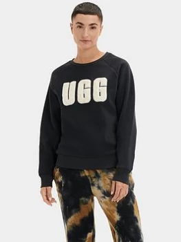 UGG Madeline Fuzzy Logo Crew Neck Jumper - Black/Cream , Black/Cream Size XS Women