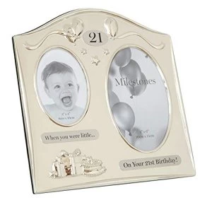 Milestones 2 Tone Silver Plated Double Birthday Frame - 21