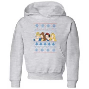 Disney Princess Faces Kids Christmas Hoodie - Grey - 5-6 Years