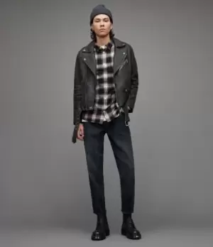 AllSaints Mens Selwyn Checked Shirt, Black, Size: S