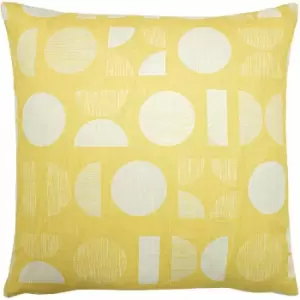 Furn - Malmo Art Deco Geometric Print Cushion Cover, Yellow, 43 x 43 Cm