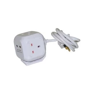 Cube Extension Lead with 4 Sockets and 2 x USB Slots EXTCUB