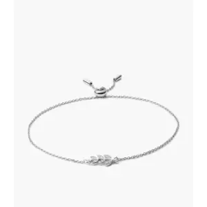 Fossil Womens Elliott Olive Branch Sterling Bracelet - Silver