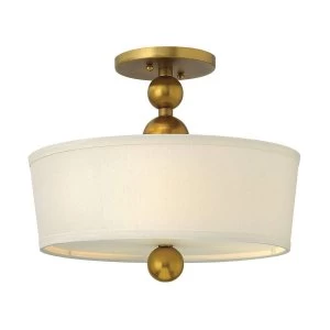 3 Light Semi Flush Ceiling Light Vintage Brass, E27