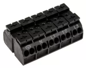 Wago 5 Way Non-Fused Terminal Block, 0.5 4 mm, 32A, Spring Cage Terminals, 500 V