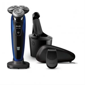 Philips Series 9000 Wet & Dry Mens Electric Shaver with Smart Clean Plus - S9186/26 - Black/ Blue