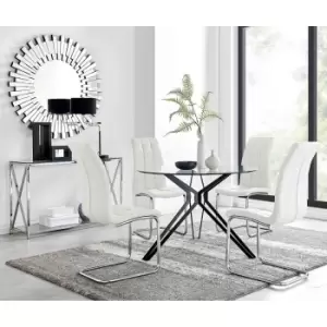 Furniture Box Cascina Dining Table and 4 White Murano Chairs