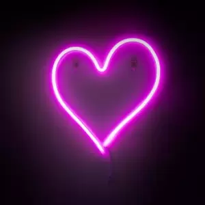 Pink Heart Shaped Neon Wall Light LED Sign Girls Boys Kids Bedroom Hanging Decor Party Decoration Lamp USB Powered & Plug In Lighting