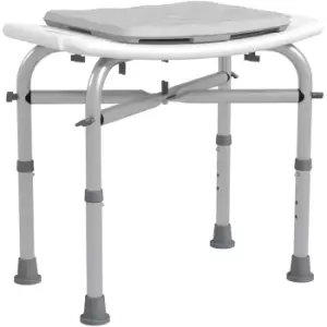 HOMCOM Aluminium Shower Stool for Elderly, Height Adjustable Shower Seat w/ Removable Padded Cushion, Shower Head Holder, Non-Slip Bath Stool