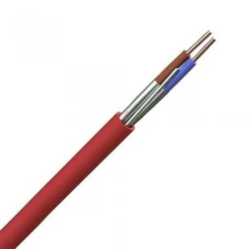 Zexum Red 2.5mm 24A 2 Core and Earth Brown Blue Fire Resistant Rated BASEC Approved Power Cable - 25 Meter