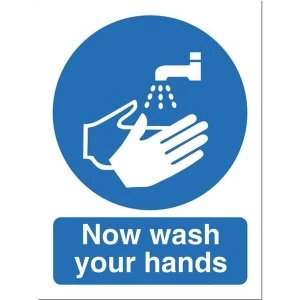 Stewart Superior NS022 Self Adhesive Vinyl Sign 150x200mm Now Wash Your Hands