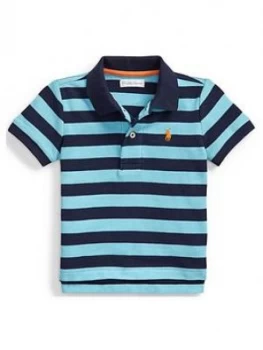 Ralph Lauren Baby Boys Short Sleeve Stripe Polo Top - Blue