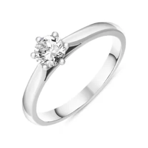 Platinum 0.40ct Diamond Round Brilliant Cut Six Claw Wed Fit Solitaire Ring