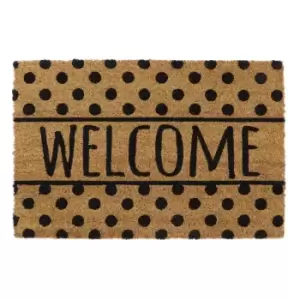 JVL Eco-friendly Latex Backed Coir Door Mat, Welcome Spots