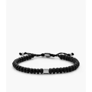 Fossil Mens Joyful Expression Lava Stone And Onyx Beaded Bracelet - Black