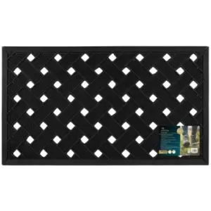 JVL Lattice Scraper Rubber Studs Doormat, 40x70cm, Black