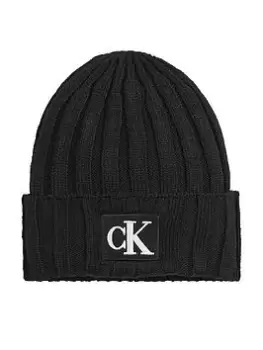 Calvin Klein Jeans Kids Monogram Rib Beanie - Black, Size S-M