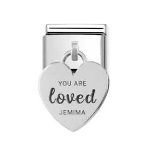 Nomination Classic Silver Heart Pendant Charm Engraved with Name & You Are Loved