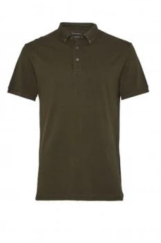 Mens French Connection Parched Textured Pique Polo Shirt Dark Green