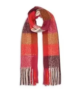 Radley Fluffy Check Scarf - Crimson