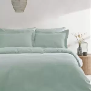 The Linen Yard Waffle Seafoam 100% Cotton Duvet Cover and Pillowcase Set Green