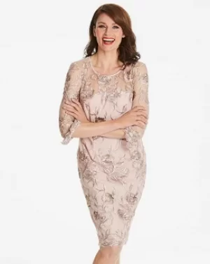 Gina Bacconi Floral Frill Sleeve Dress