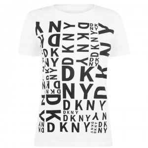 DKNY Mixed Logo T-Shirt - WHITE/BLACK