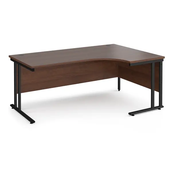 Maestro 25 Right Hand Ergonomic Desk with Black Frame and Walnut Top - 1800mm