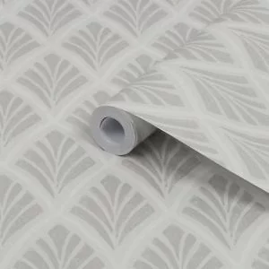 Laura Ashley Florin Geometric Silver Effect Smooth Wallpaper