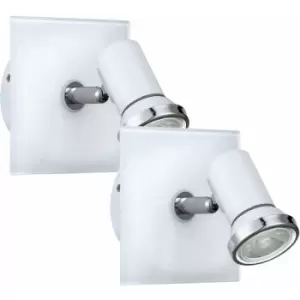 Loops - 2 pack Wall Light IP44 Bathroom Colour White Chrome Shade GU10 3.3W Included