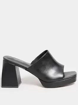 Yours Yours Wide Fit Chunky Platform Mule Black, Size 9E, Women