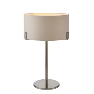 Hayfield Table Lamp Satin Nickel Plate, Slate Grey Fabric Shade