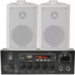 Shop Bluetooth Music System 2x White Speakers & 110W Amp Background FM Radio