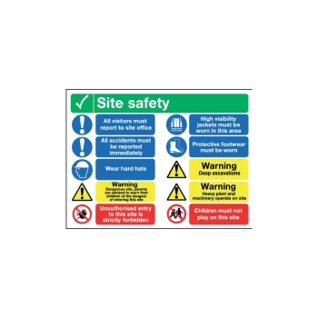 Site Safety Rigid PVC Sign - 800 X 600MM