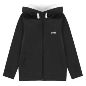 Boss Logo Zip Hoodie - Black