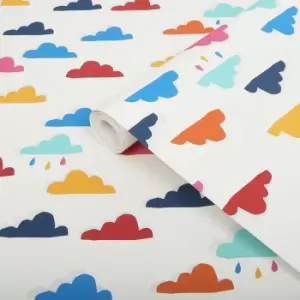 Joules Multicolour Rainbow Cloud Smooth Wallpaper