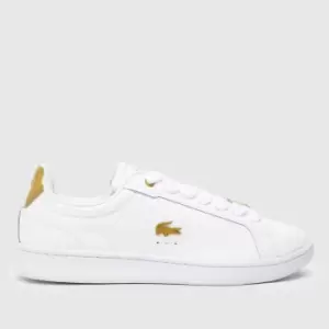 Lacoste White & Gold Carnaby Pro Leather Trainers