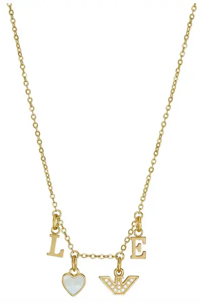 Emporio Armani EGS2968710 Womens Love Necklace Gold Tone Jewellery