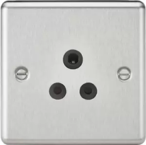 KnightsBridge 5A Unswitched Socket - Rounded Edge Brushed Chrome Finish with Black Insert