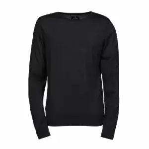 Tee Jays Mens Knitted Crew Neck Sweater (L) (Black)