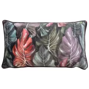 Mogori Leafage Cushion Aubergine, Aubergine / 30 x 50cm / Polyester Filled