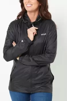 Regatta Black Waterproof Hooded Pack-It Jacket - Womens - Size: 16