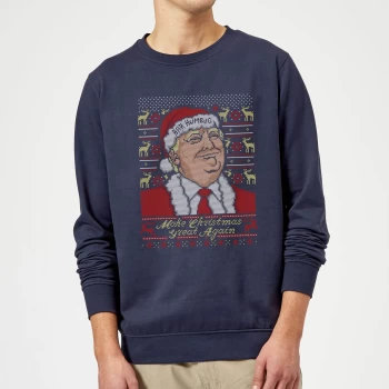 Make Christmas Great Again Christmas Sweatshirt - Navy - XXL