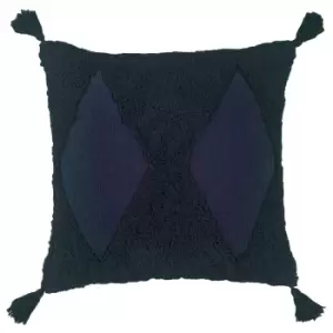 Kantha Tufted Diamond Cushion Navy