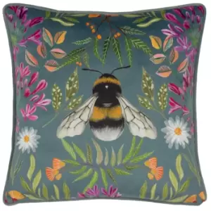 House of Bloom Zinnia Bee Cushion Multicolour, Multicolour / 43 x 43cm / Polyester Filled