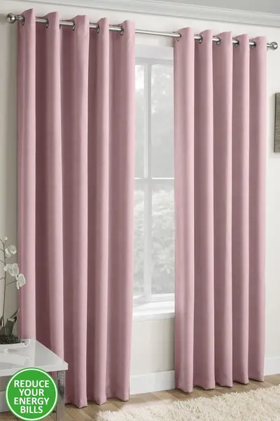 Enhanced Living Vogue Blush Pink 46 X 90" &#40;117X229Cm&#41; Pair Of Eyelet Thermal Noise Reducing Dim Out Curtains